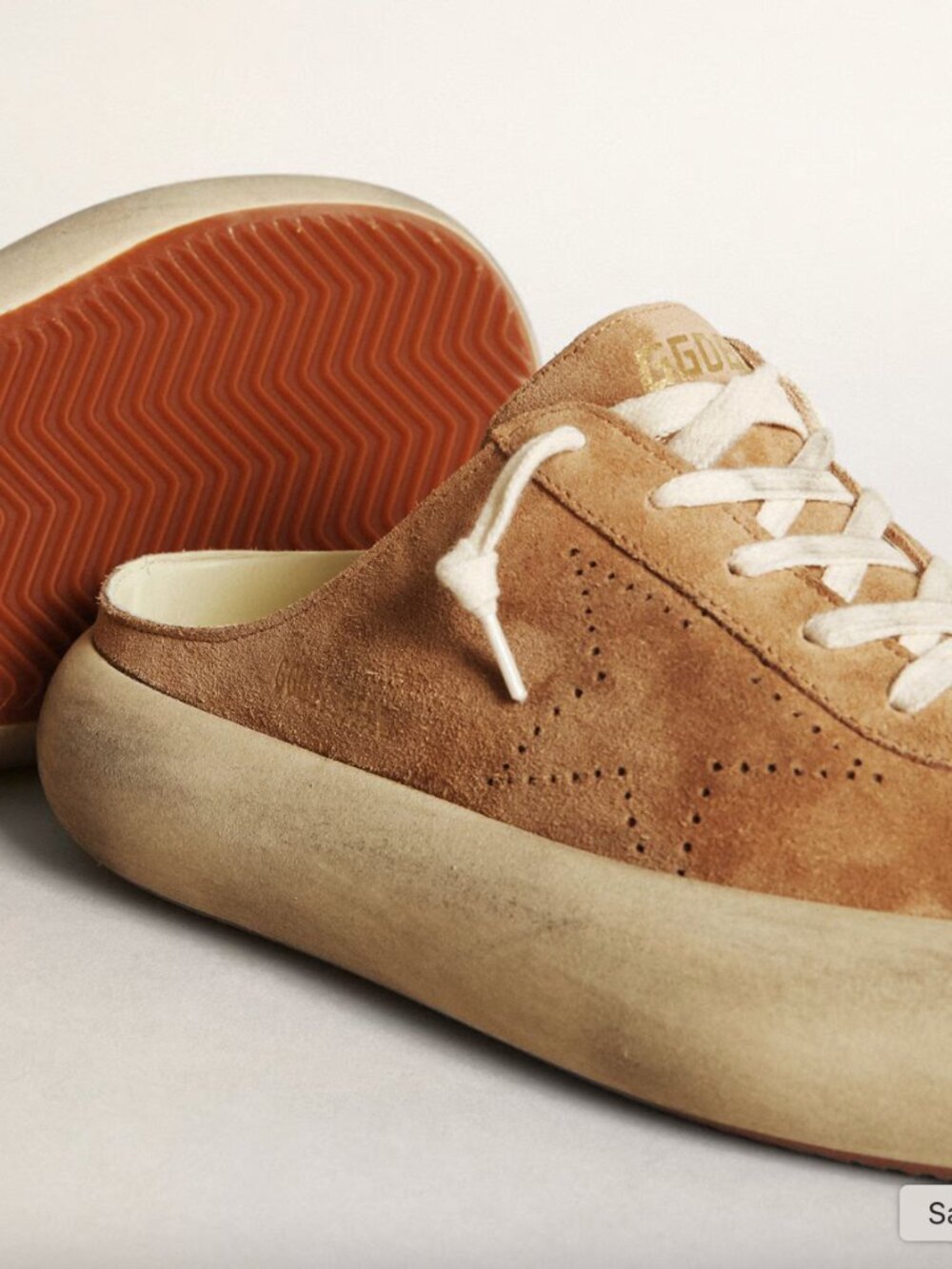 Golden Goose Space Star Sabot in tobacco-colored suede w/ perforated star Sz 39 - Picture 9 of 10